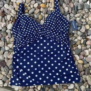 Lands’ End Tankini Swim Top Polka Dot